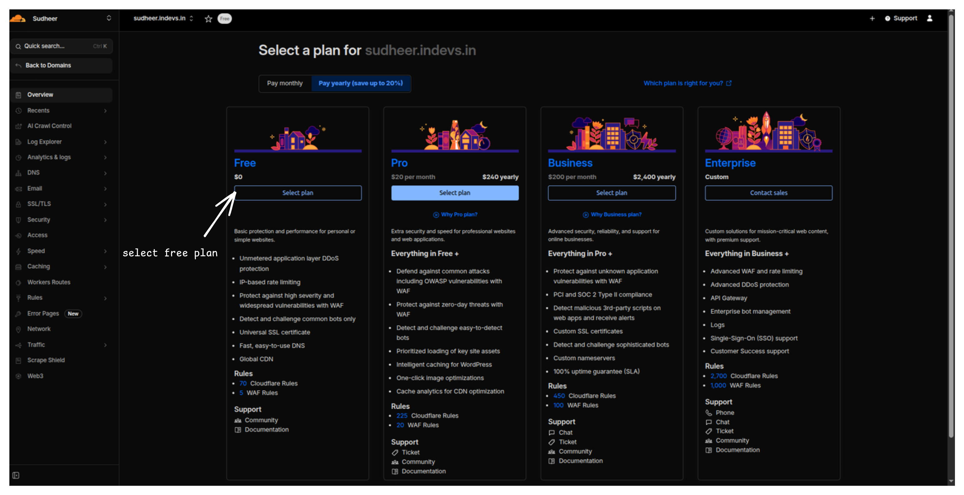 Select Free Plan