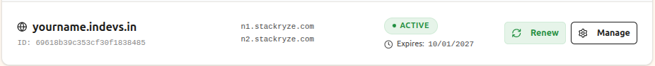 Domain List with Renew Button